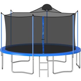 14 FT Outdoor Trampoline for and Adults With Basketball Hoop & Enclosure Net Jump Gym Elastic Bed Protector Trampolin Fitness