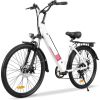 26" Electric Bike, 3 Riding Modes & Adjustable Seat, 7-Speed & Front Shock Absorber, Commuter Electric Bicycle for Adults
