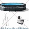 Frame 18' x 52" Above Ground Swimming Pool with Sand Filter Pump, Ladder, Cover, & Maintenance Accessory Kit with Vacu